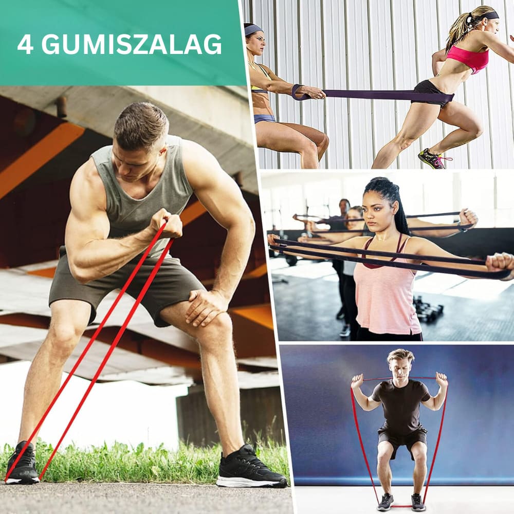 4 darabos gumiszalag készlet fitneszhez és edzőtermi edzésekhez GYMEX 2