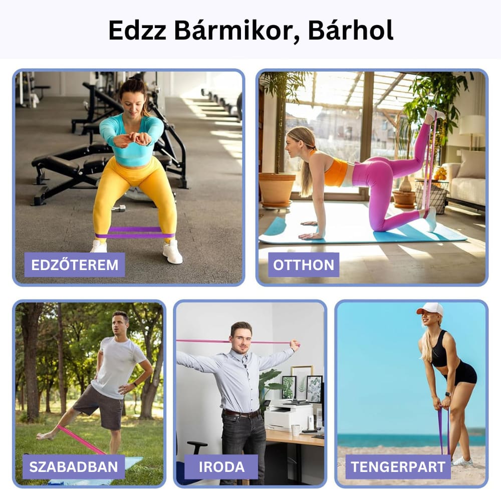 5 darabos pilates és fitnesz gumiszalag készlet GYMEX 4