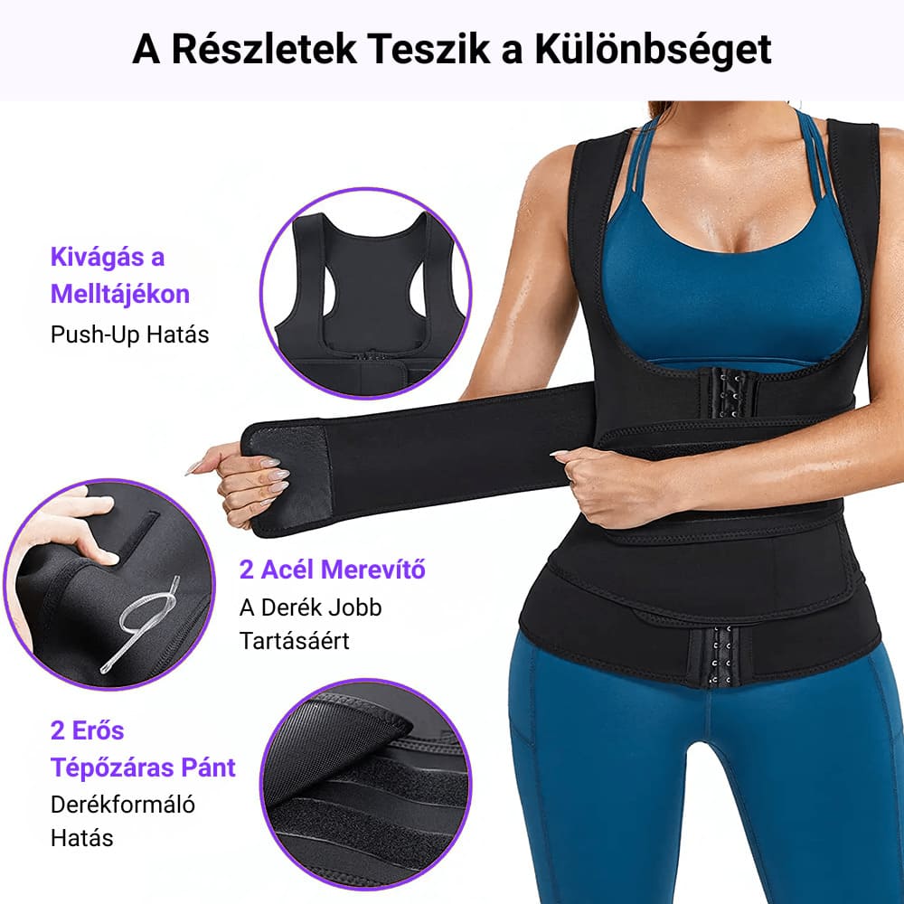 Neoprén alakformáló karcsúsító fűzőmellény GYMEX Pro 4