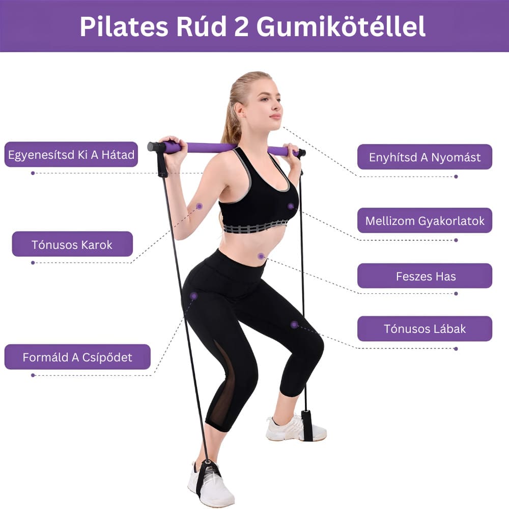 Pilates rúd 2 gumikötéllel GYMEX 2